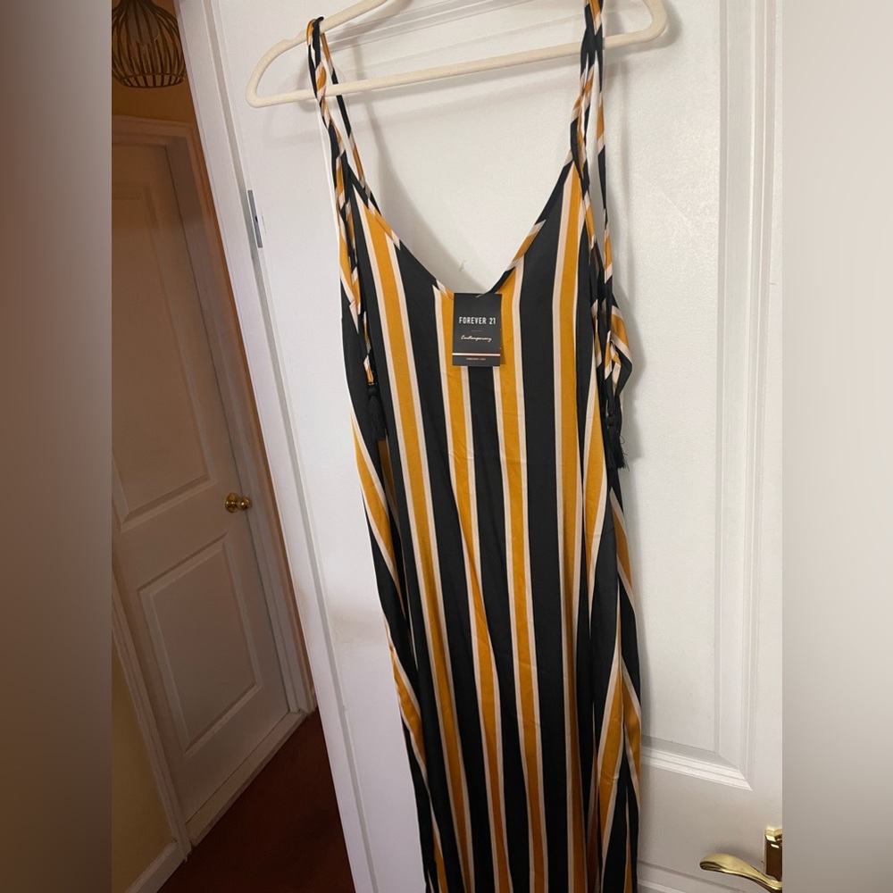 Black and gold maxi slip dress